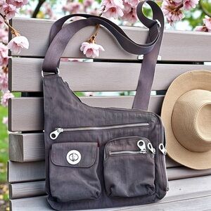 Baggallini Sydney Charcoal Travel Organizer Crossbody Bag